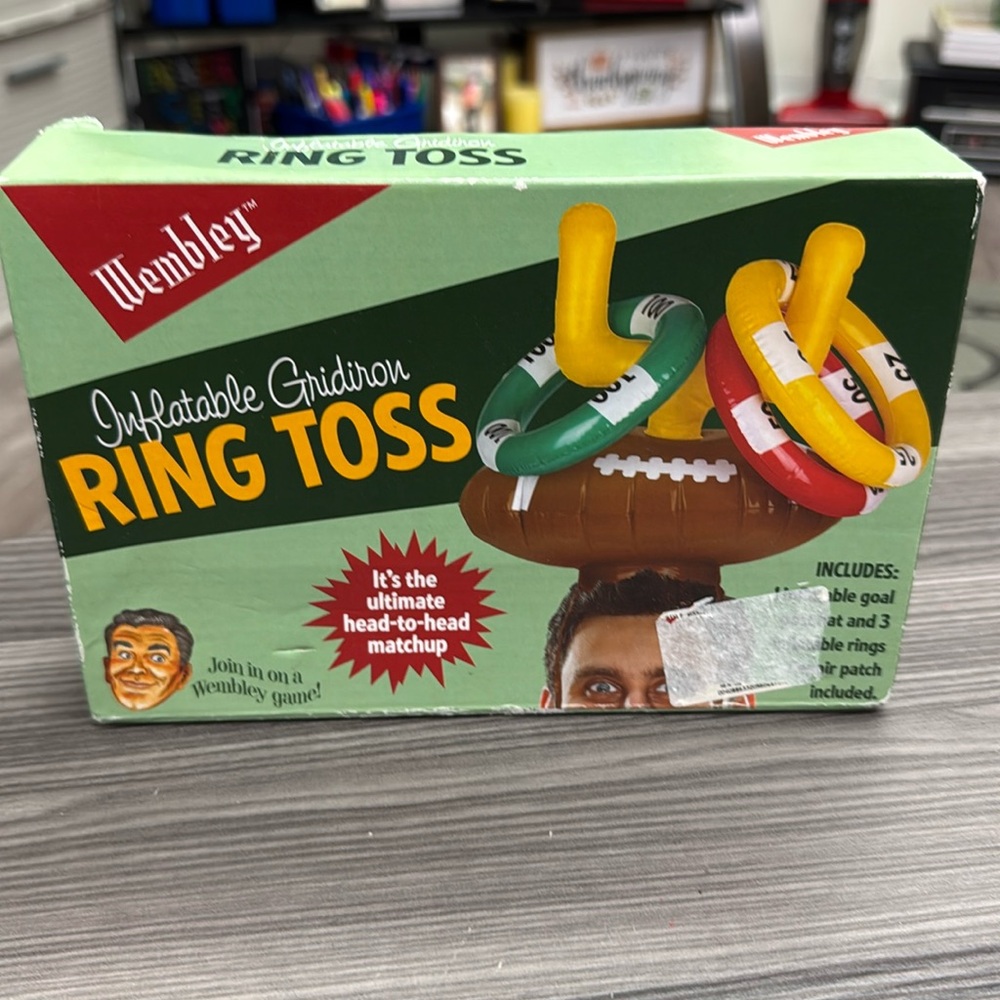 Wembley Inflatable Gridiron Ring Toss Football headpiece with score rings new